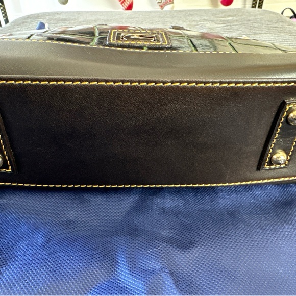 Dooney & Bourke Black and Green Croc-Embossed Leather Satchel - Picture 4 of 16